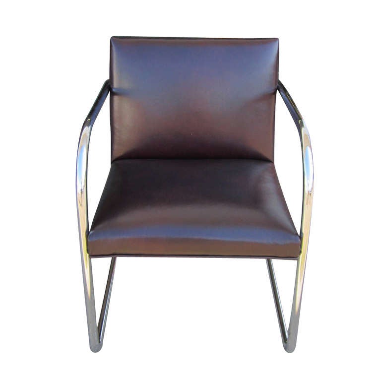 Twelve Thonet Mies Van Der Rohe Brown Leather Brno Chairs