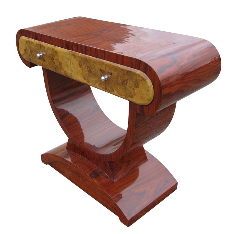 Art Deco Style Rosewood and Burl Console Table at 1stdibs