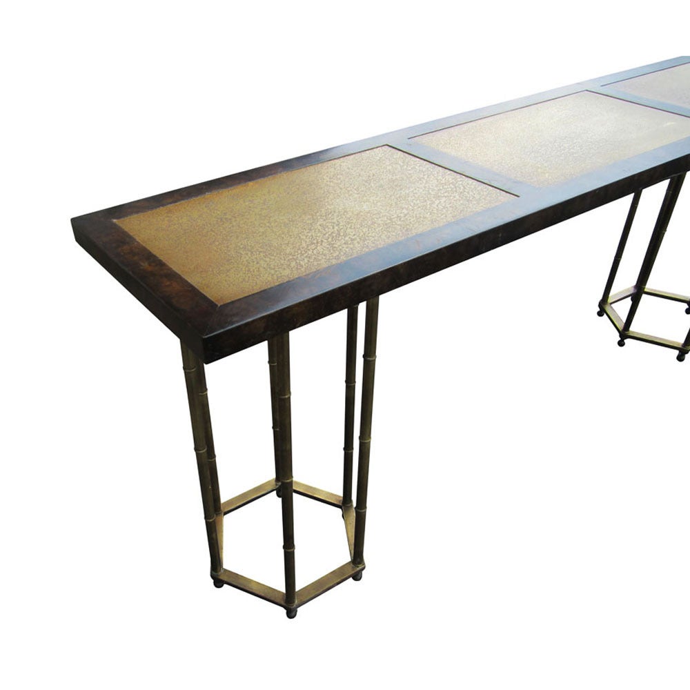 Mid-Century Modern Vintage Brass Faux Bamboo Console