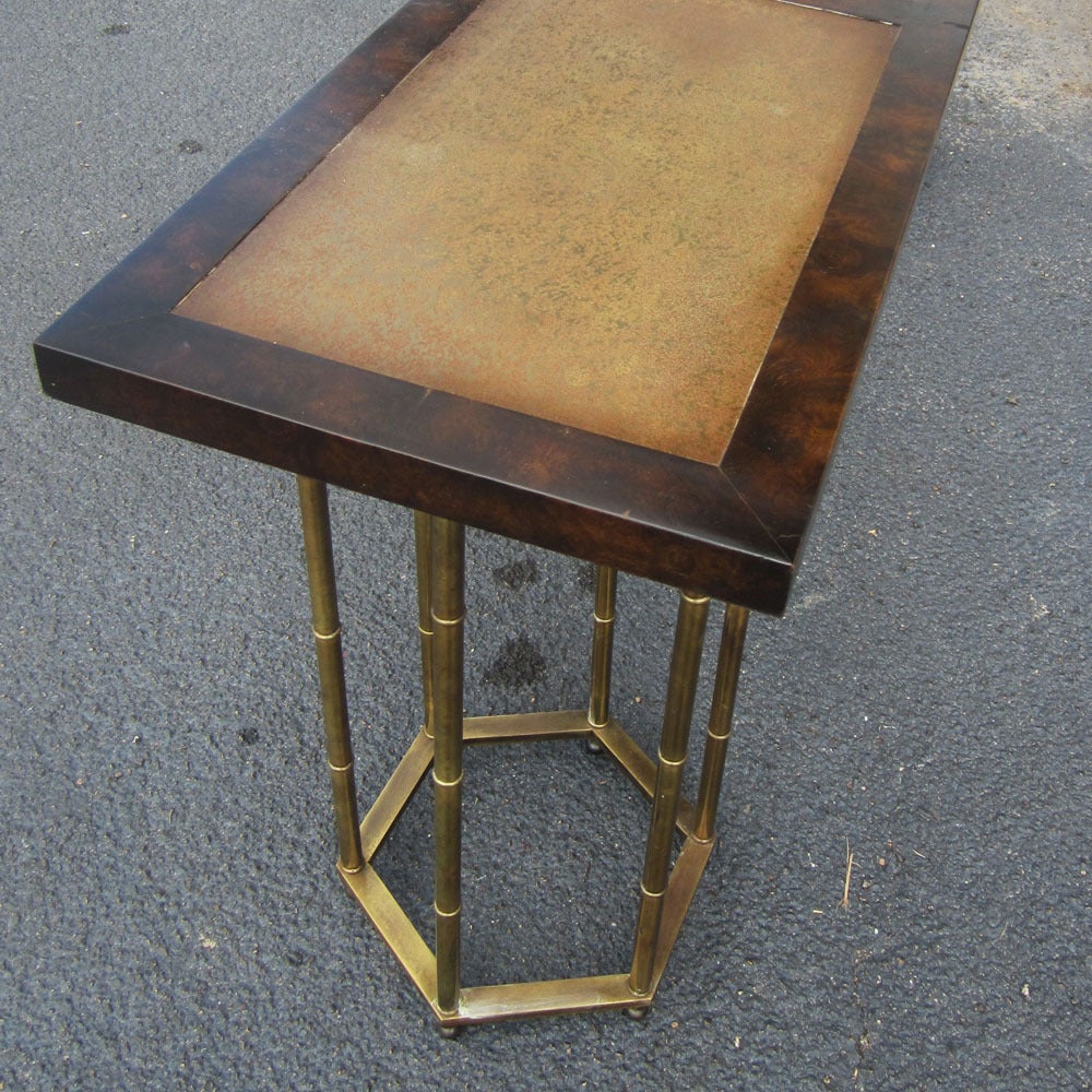 North American Vintage Brass Faux Bamboo Console