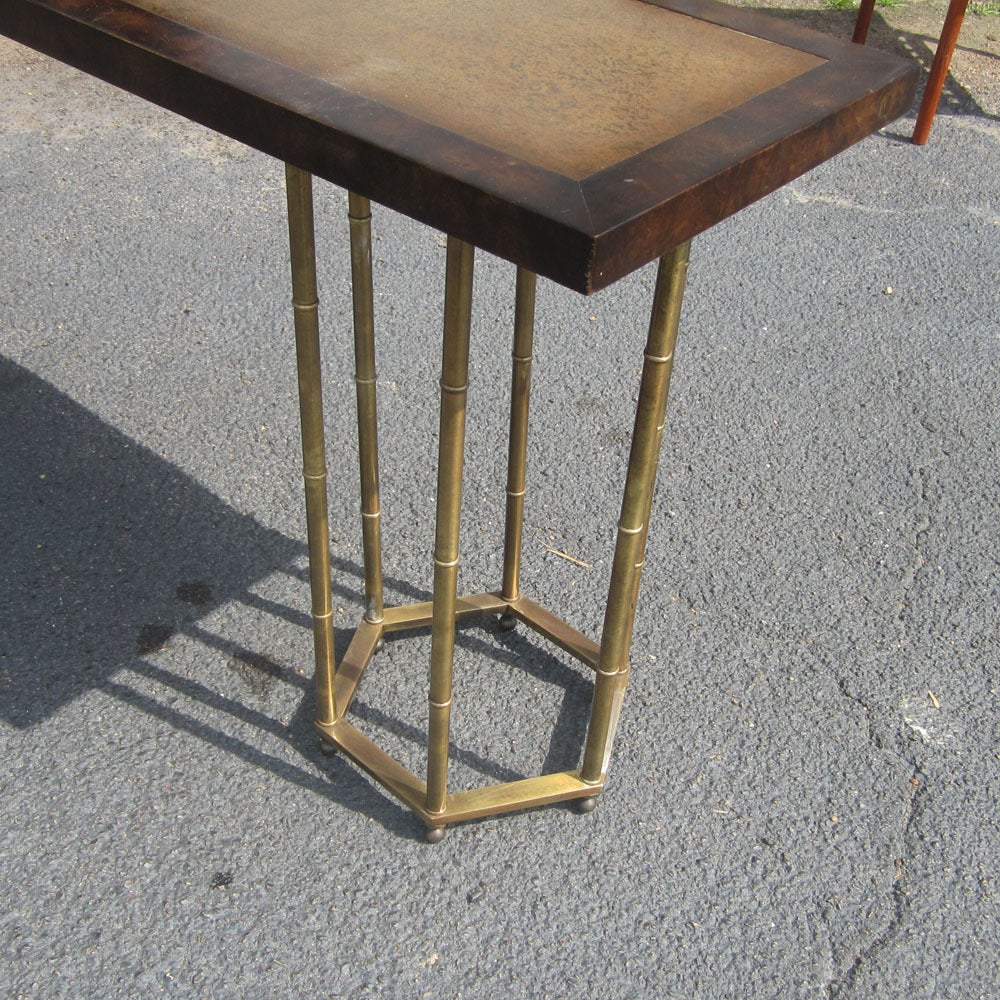 Hammered Vintage Brass Faux Bamboo Console