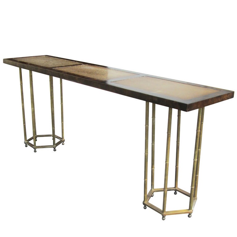 Vintage Brass Faux Bamboo Console