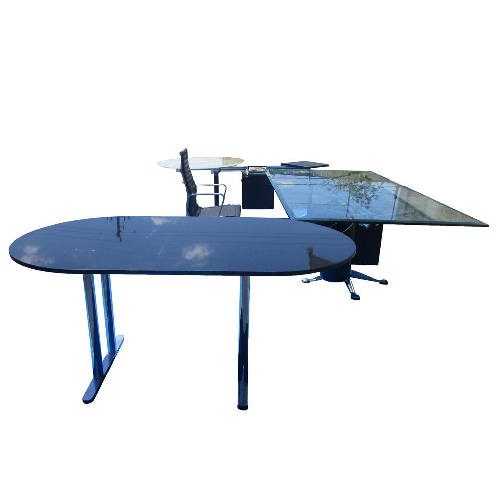 Mid-Century Modern U-Shape Burdick Desk for Herman Miller with Floating Table For Sale
