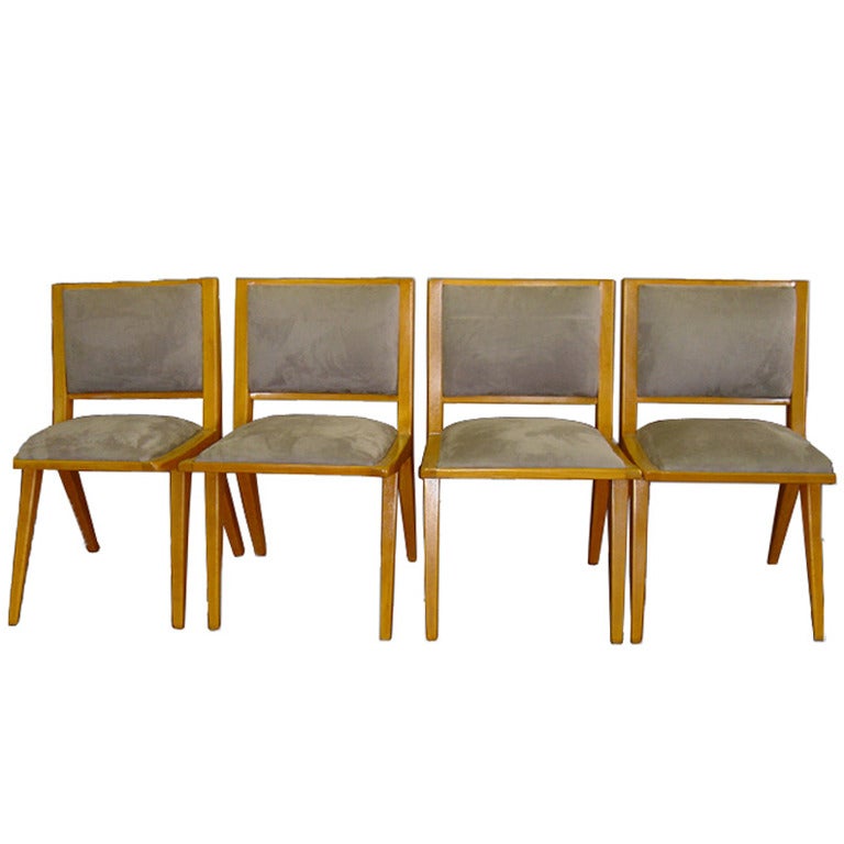 Quatre chaises de salle à manger d'appoint restaurées de Jens Risom
