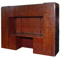 Large Burled Credenza And Wall Unit