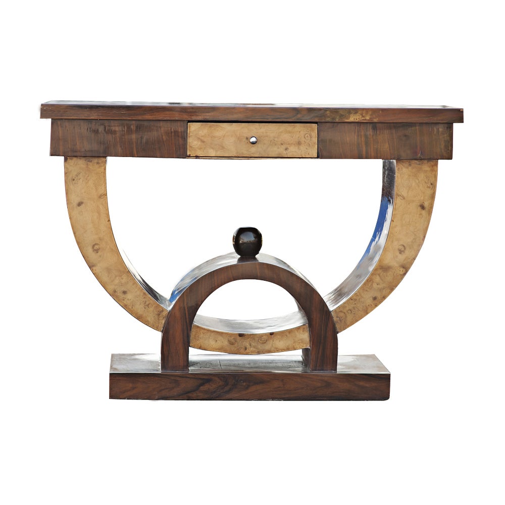 Art Deco Style Rosewood and Burl Console