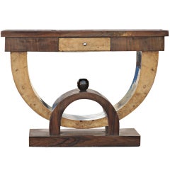 Art Deco Style Rosewood and Burl Console