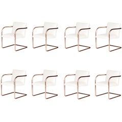 Eight Thonet Mies van der Rohe Brno Copper & Leather Arm Chairs
