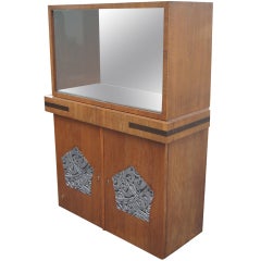 Retro Art Deco Walnut Vitrine China Cabinet