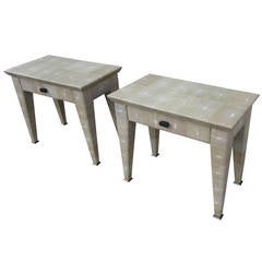 Pair of Theo End Tables Upholsterstered in Shagreen Designed by Romeo Sozzi