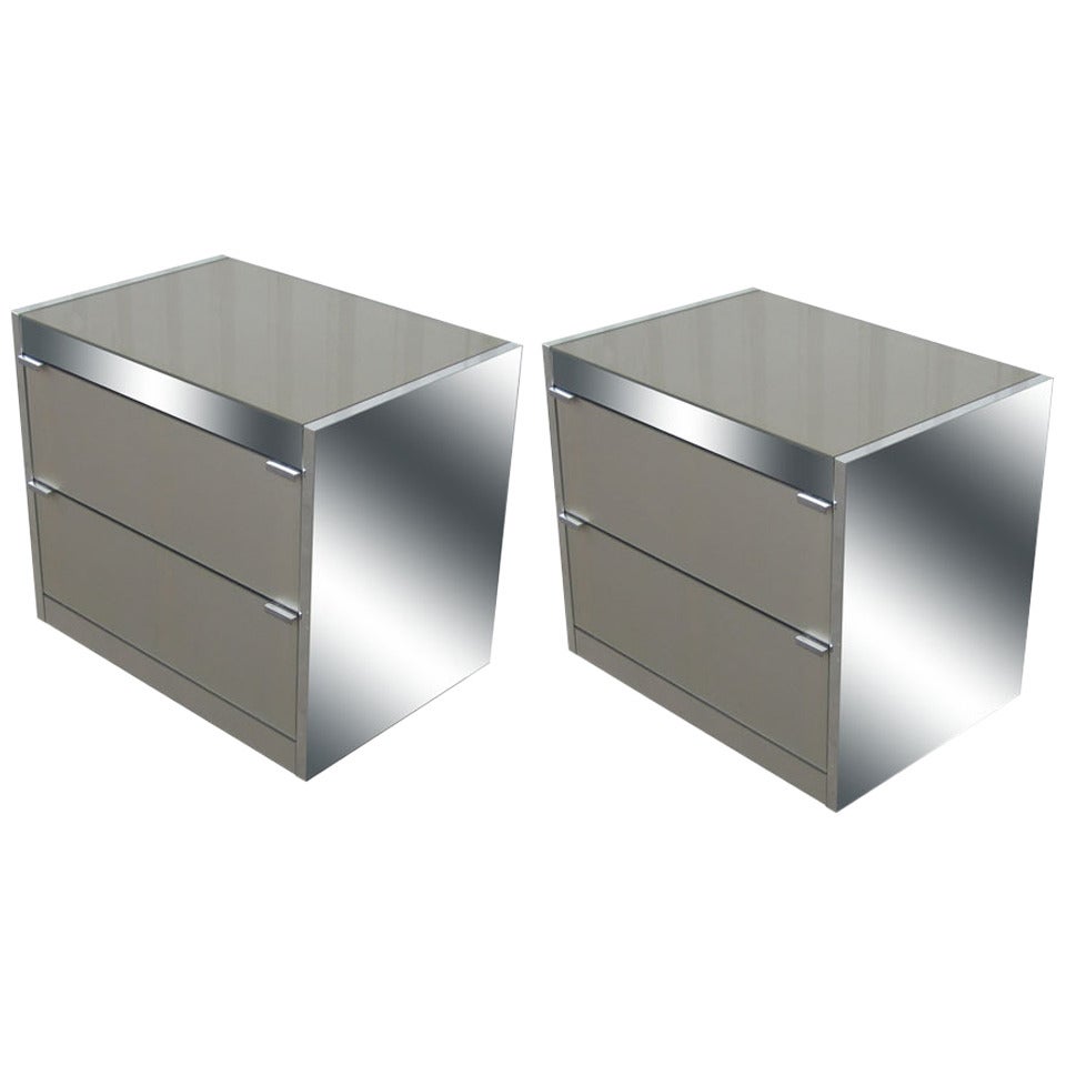 O.B. Solie for Guy Barke Pair of Ello Mirrored Nightstands