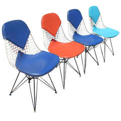 Set of Four Eames DKR Chairs for Herman Miller with Original Girard Upholstery 9