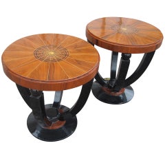 Pair Of Art Deco Style Inlaid Side Tables
