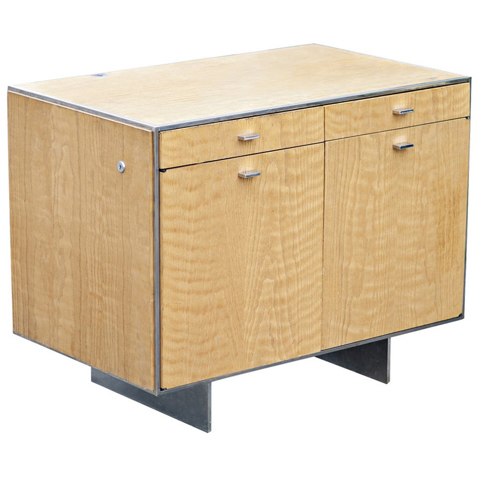 Davis Allen For GF Oak Credenza  with Stainless legs and Trim For Sale