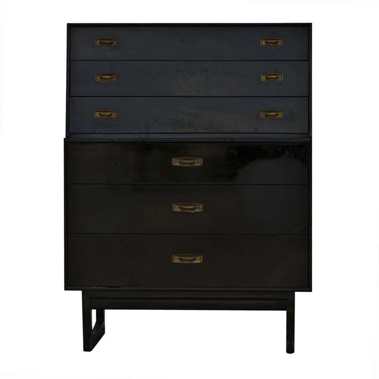 Drexel Composite Series Black Lacquer Chest of Drawers