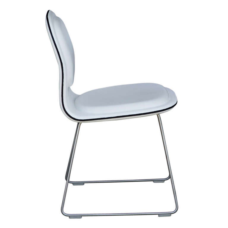 Modern Four Cappellini Hi Pad Italian Leather Dining Chairs by Jasper Morrison