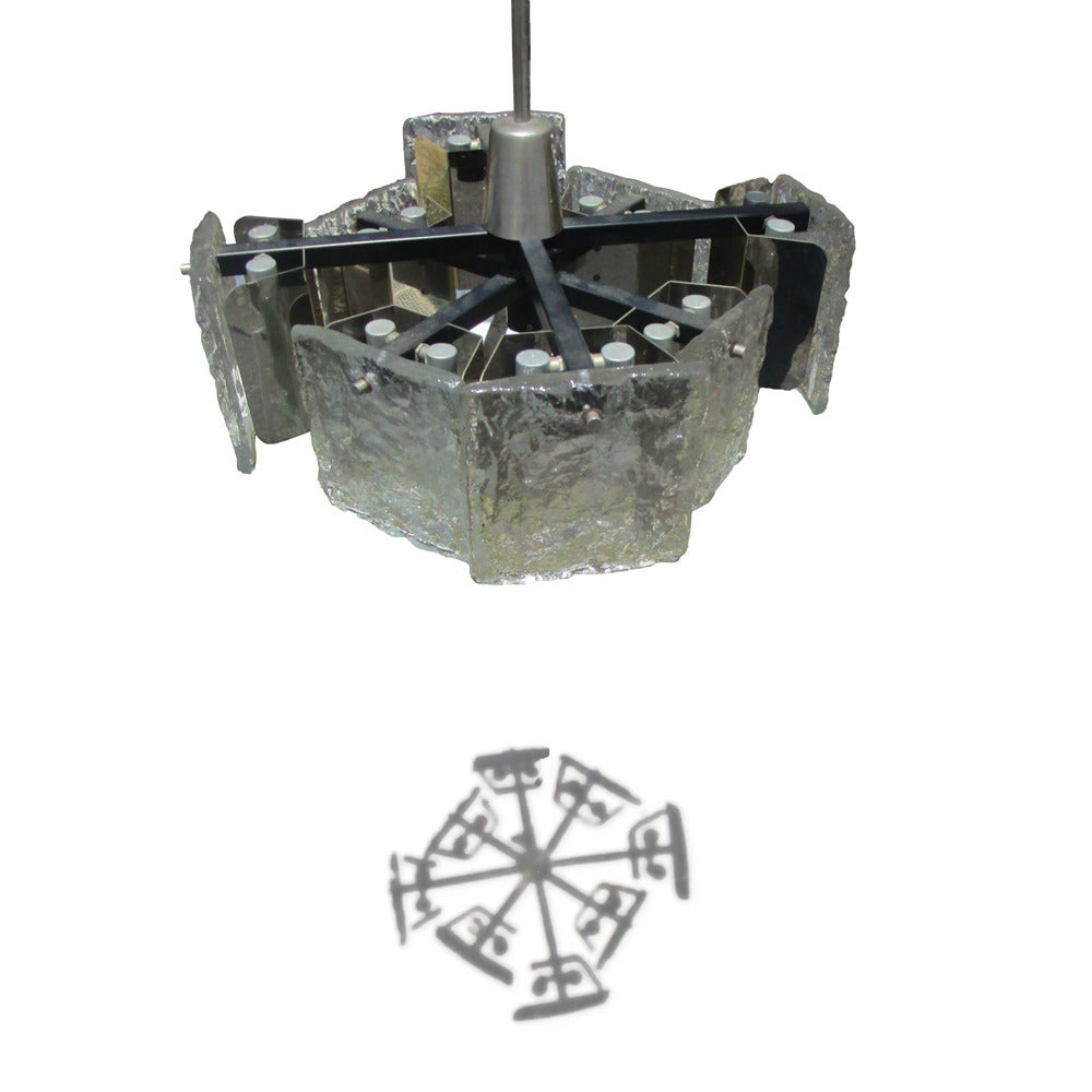 Mid-Century Modern Lampe à suspension vintage Mazzega en verre de Murano par Carlo Nason en vente