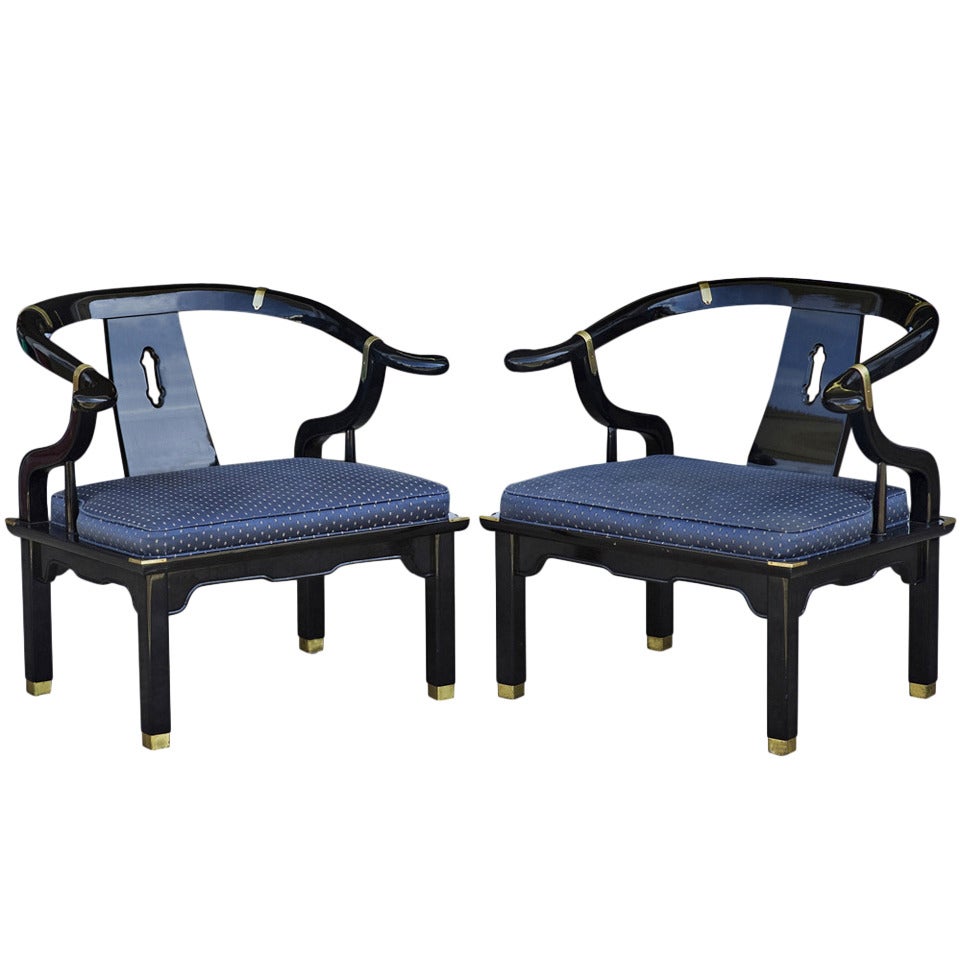 Pair Of James Mont Style Chinoiserie Chairs