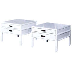 Pair Of White Lacquered Century End Tables