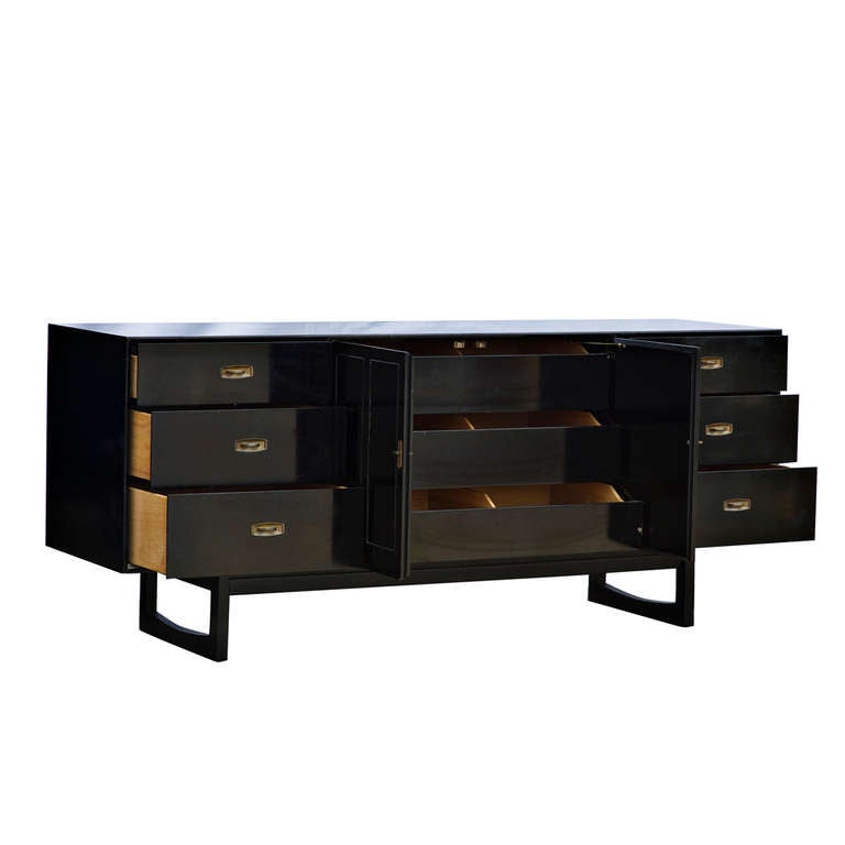 Mid-Century Modern Drexel Composite Series Black Lacquer Dresser