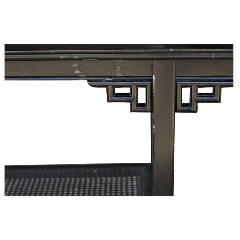 Mid-Century Modern Ebonized Console Table in the Manner of James Mont For Sale