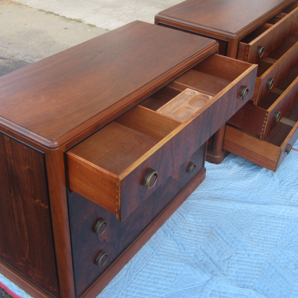 Mid-20th Century Art Deco Rosewood Nightstand Drawers For Sale