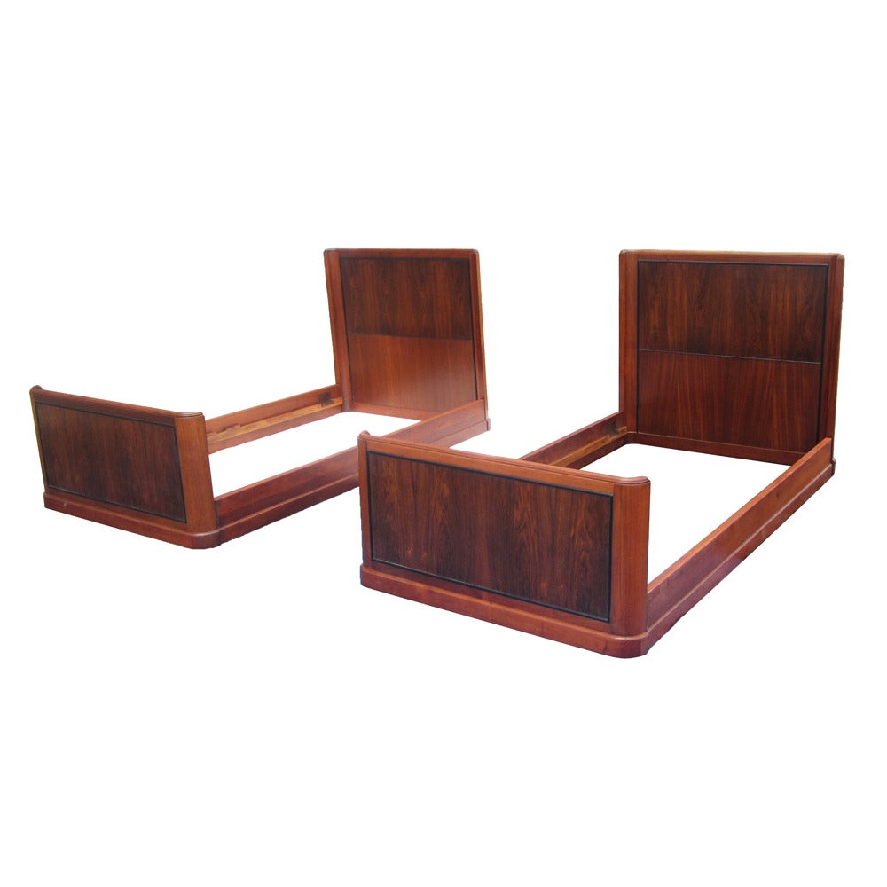Pair of 1920s Art Deco Mahogany Twin Size Beds at 1stdibs