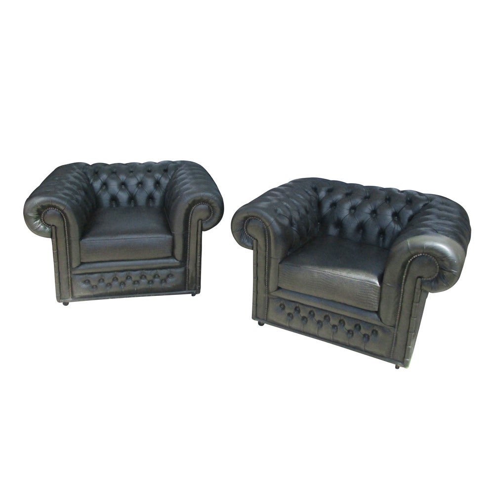 Pair of Vintage Chesterfield Lounge Chairs