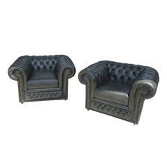 Pair of Vintage Chesterfield Lounge Chairs 11