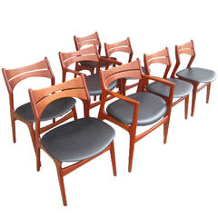 Set of Eight Vintage Danish Erik Buck #301 Teak Dining Chairs for Christiansen