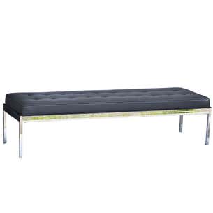 Tufted Vinyl Steelcase Chrome Bench at 1stDibs