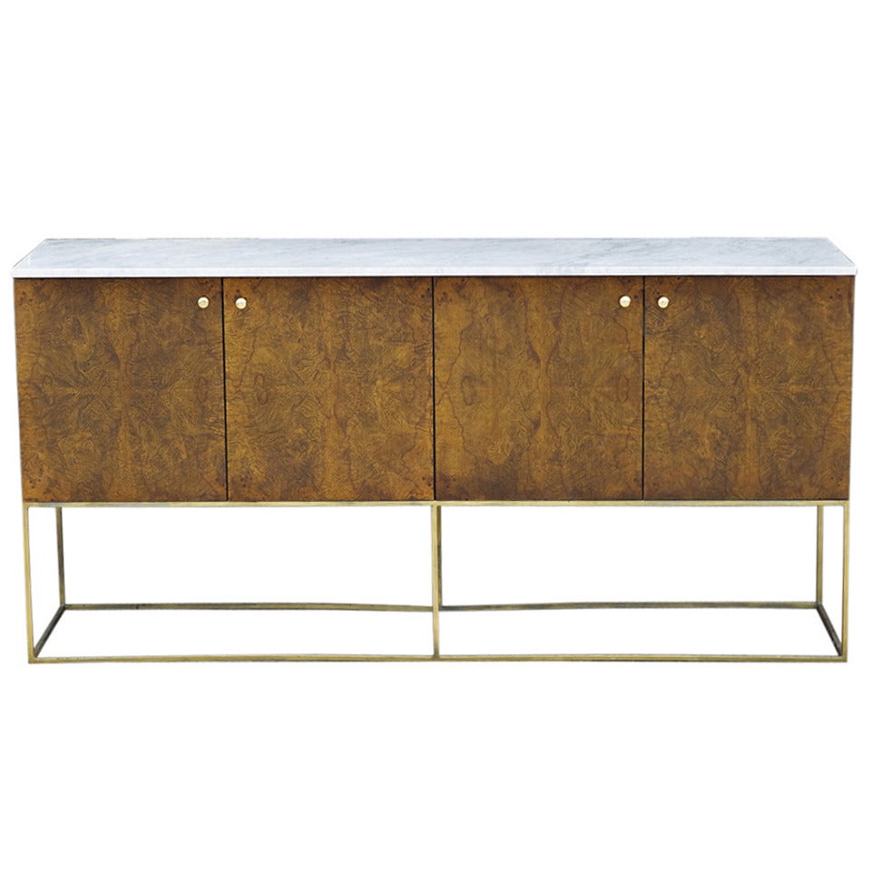 Milo Baughman for Thayer Coggin Burl Wood Marble Top Sideboard