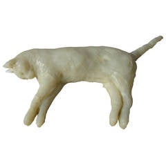 Vintage Reclining Cat Sculpture by Jose Cobo