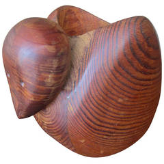 Vintage Carved Duck Teak Sculpture by Deborah Bump