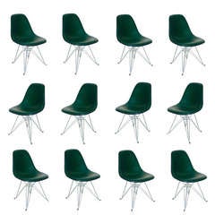 Twelve Herman Miller Eames Upholstered Fiberglass Padded Side Shell Chairs