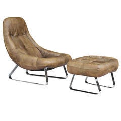 Percival Lafer Leather Earth Chair and Ottoman