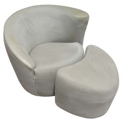 Vintage Nautilus Chair and Matching Ottoman by Vladimir Kagan for Directional