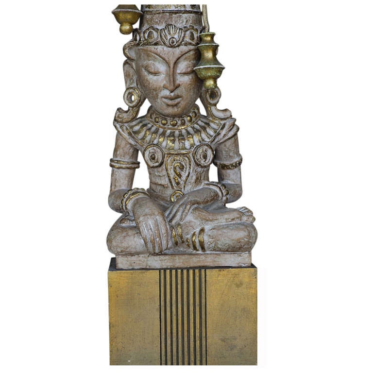 Américain Lampe Bouddha Hollywood Regency sculptée à la main de James Mont en vente