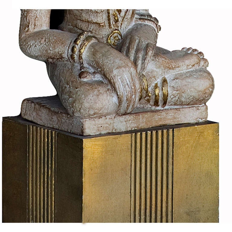 Lampe Bouddha Hollywood Regency sculptée à la main de James Mont Bon état - En vente à Pasadena, TX