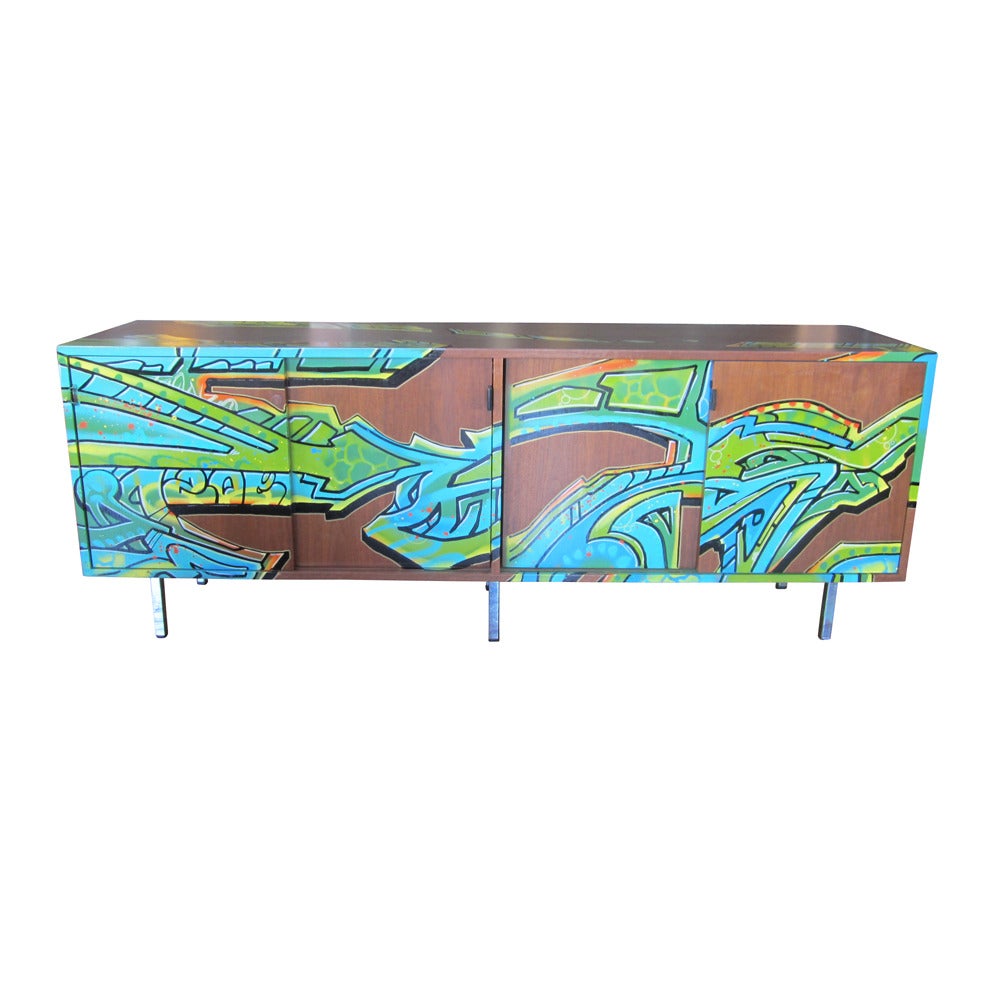 American Vintage Florence Knoll Credenza with Graffiti by Artist GONZO247  