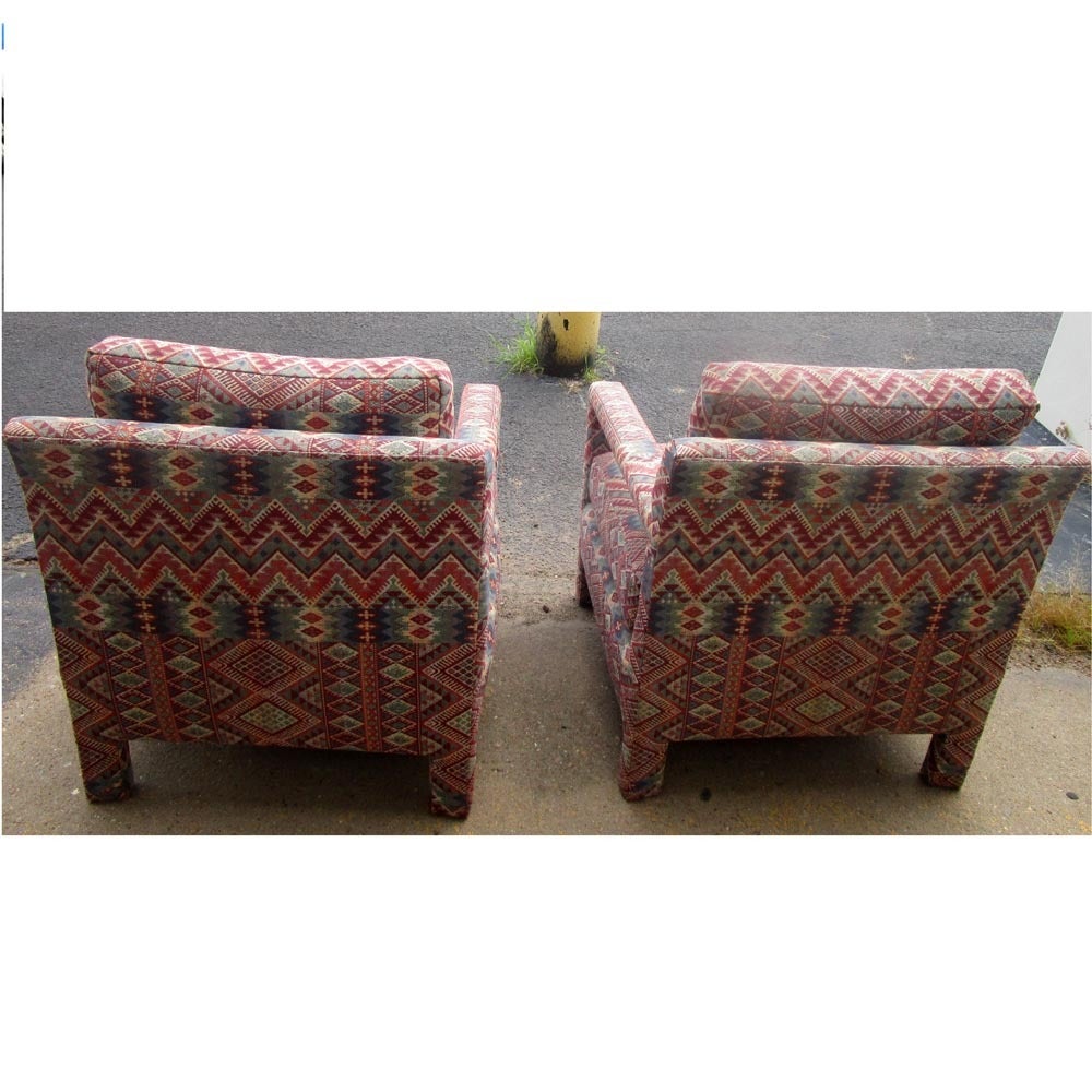 Vintage Milo Baughman Parson Style Lounge Chairs In Good Condition In Pasadena, TX