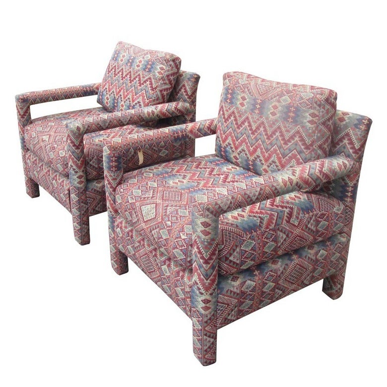 Vintage Milo Baughman Parson Style Lounge Chairs