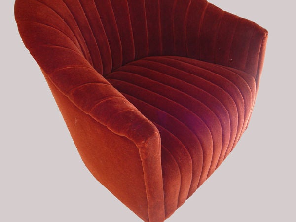 Mid-Century Modern Ward Bennett For Brickel Velvet Swivel Lounge Chair