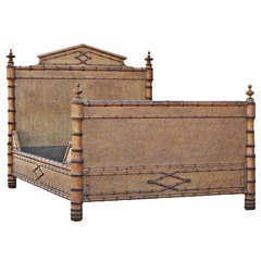 Vintage Faux Bamboo and Wood Bed 
