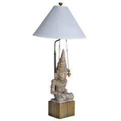 James Mont Hand-Carved Hollywood Regency Buddha Lamp