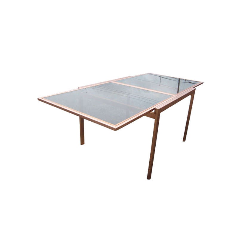 American Vintage Milo Baughman Style Extension Dining Table For Sale