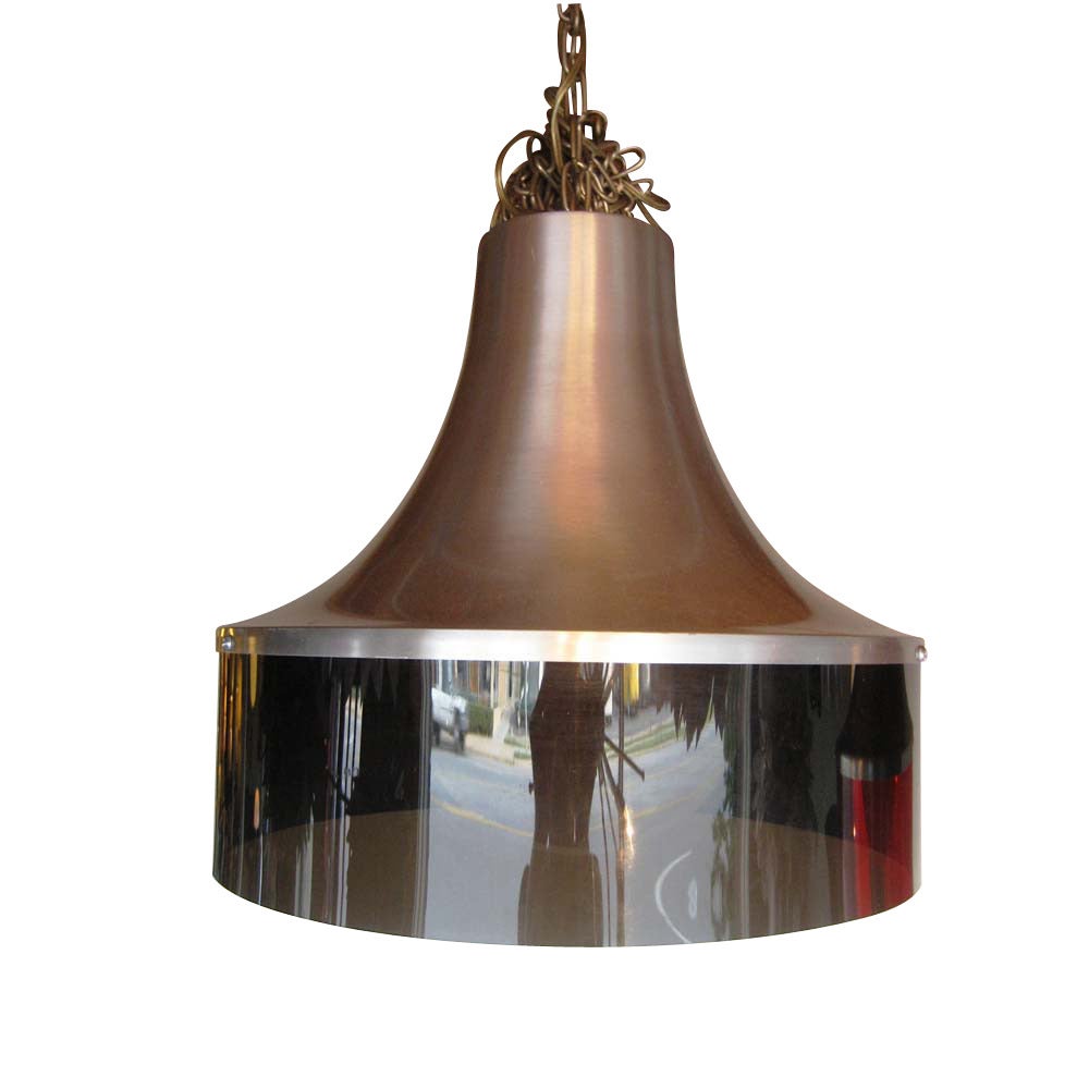 American Pair of Warehouse Pendant Lights with Lucite Shades ON SALE 60%