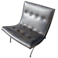 Vintage Dark Brown Patina Leather Scoop Chair by Milo Baughman (20% DISCOUNT) 3