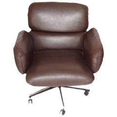 Mid-Century Modern Knoll Zapf Chair in Brown Leather