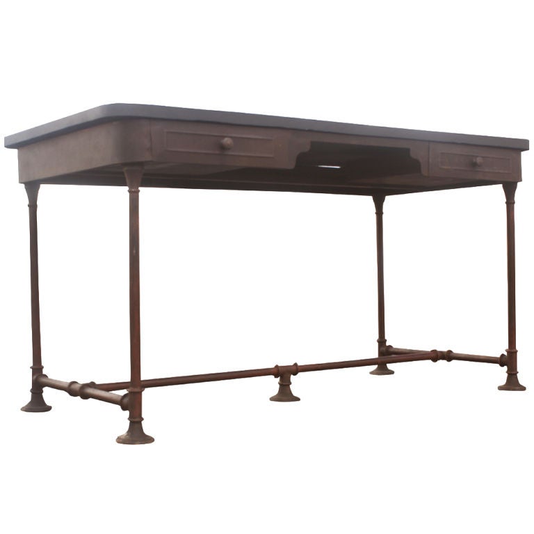 Industrial Age Slate Top Table Desk at 1stdibs